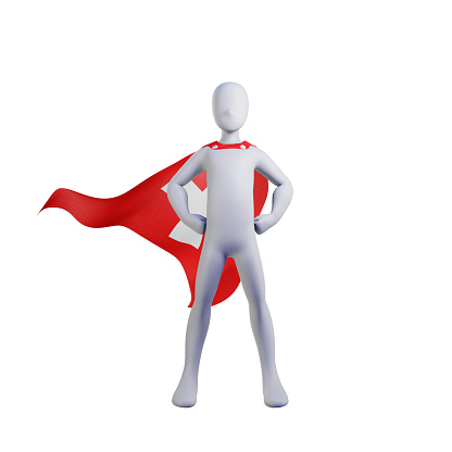 Superhero 3d render with Switzerland cape.