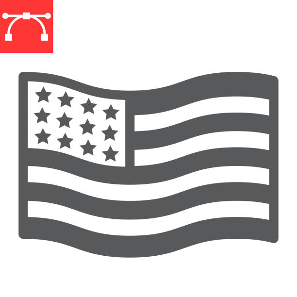 illustrations, cliparts, dessins animés et icônes de icône de glyphe de drapeau américain, amérique et pays, graphique vectoriel de signe de drapeau des usa, icône solide de course modifiable, eps 10. - interface icons politics american flag voting