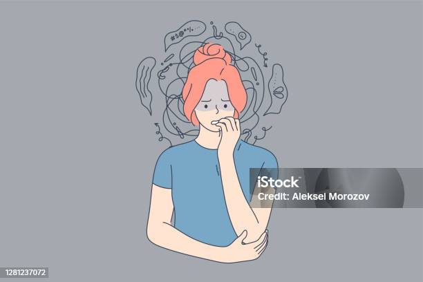 Emotion Face Expression Frustration Panic Attack Mental Stress Depression Anxiety Concept Stock Illustration - Download Image Now