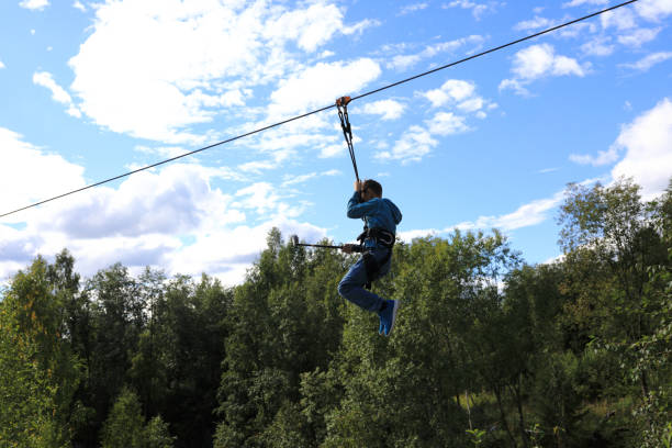 istock Child on zipline in marble canyon 1281238608