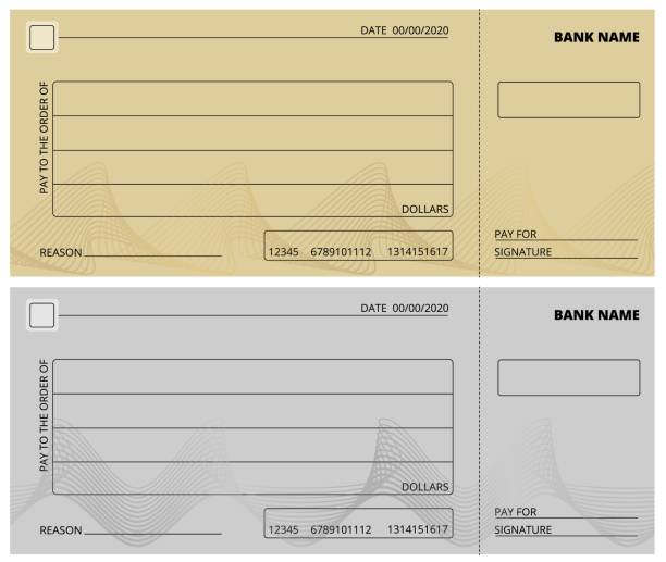istock Empty check template. Business cheque book design. Bank checking, blank page for charity donations, corporate payment vector illustration 1281241891
