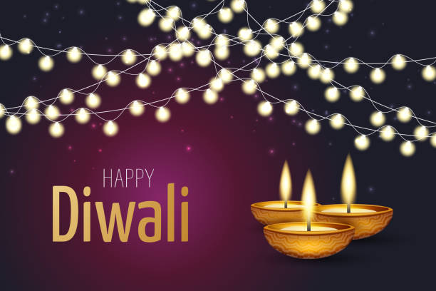 Diwali Festival Of Lights India Traditional Holiday Banner Background  Design With Diya Oil Lamp Vector Illustration Stock Illustration - Download  Image Now - iStock