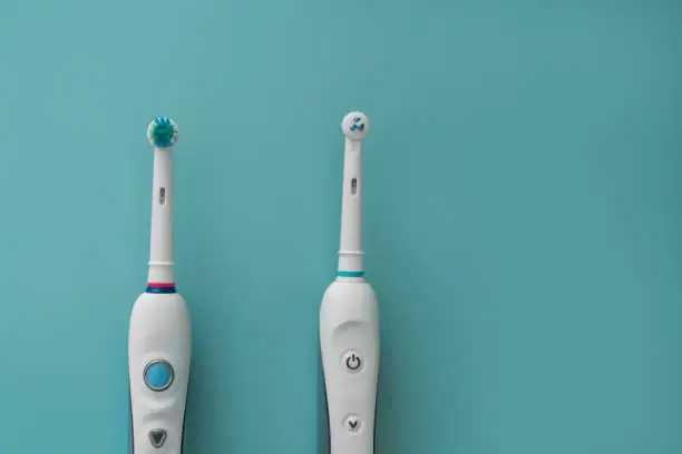 Electric toothbrush set. Concept of professional oral care and healthy teeth