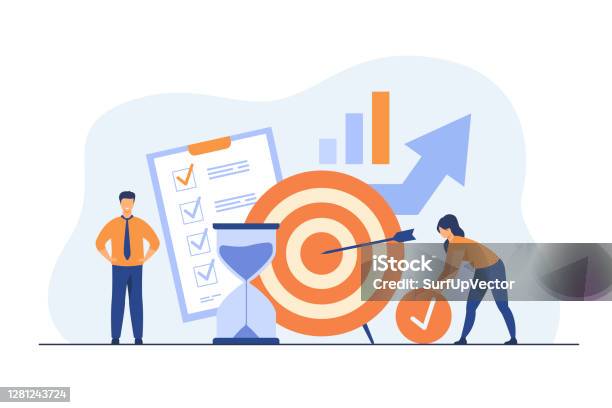 Tiny People Developing Self Control System Stock Illustration - Download Image Now - Business, Sports Target, Manager
