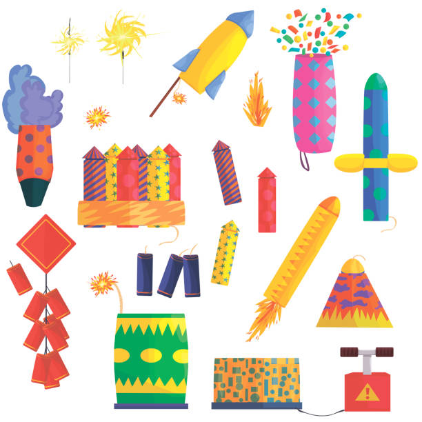 праздничные петарды и бенгальские огни - firework display traditional festival bomb explosive stock illustrations