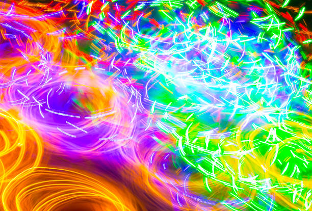 istock Freeze light photo. Abstract futuristic, neon pattern background in wave shape. 1281256470