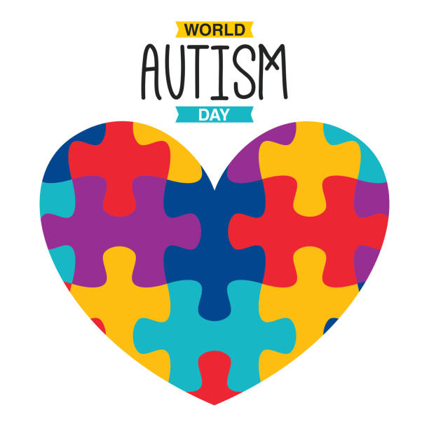 bildbanksillustrationer, clip art samt tecknat material och ikoner med koncept ritning av autism awareness - downs syndrome work