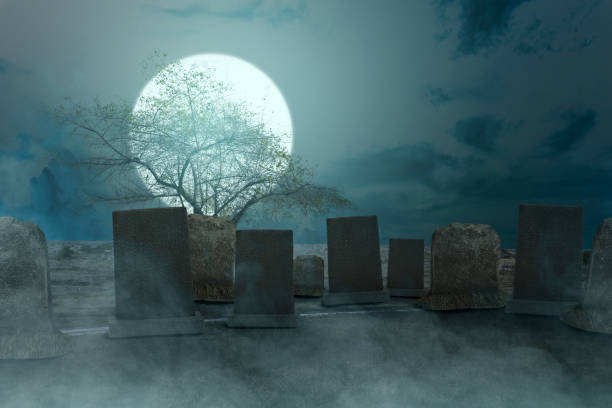 istock Tombstones on the graveyard on the meadow 1281265098