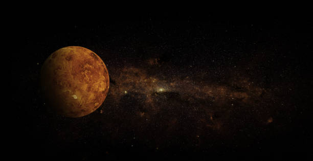 venus on space background. elements of this image furnished by nasa. - venus imagens e fotografias de stock