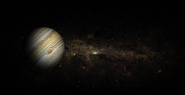 júpiter sobre el fondo espacial. elementos de esta imagen proporcionada por la nasa. - jupiter fotografías e imágenes de stock