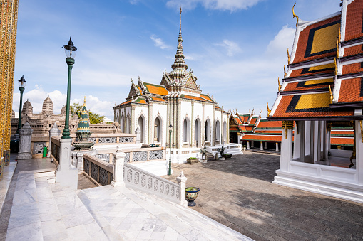 People and toursit enjoy weekend around famaus  place Bankgok Thailand Grand palace The landmark of Bangkok is Phra Sri Ratana Sara Daram Temple or Golden Temple at the Grand Palace and the Emerald Buddha