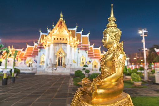 The Marble Temple in Bankgok Thailand. Locally known as Wat Benchamabophit the most famaus tourist place in bangkok