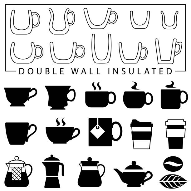 ilustrações de stock, clip art, desenhos animados e ícones de tea and coffee cups icons - green tea tea tea cup cup
