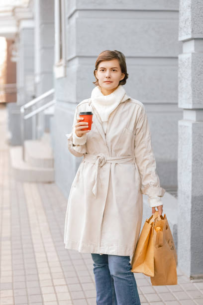 istock Woman on shopping Weekend walk in autumn 1281271749