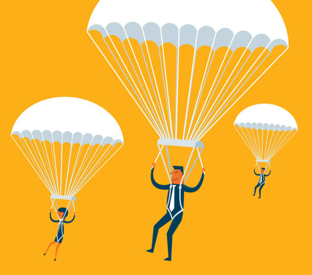 spadochroniarz - ludzie biznesu - extreme sports confidence adventure danger stock illustrations