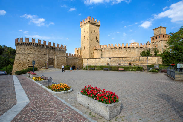 View of Vigoleno Castle, Piacenza province, Italy. stock photo