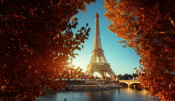 istock Seine in Paris with Eiffel tower in autumn time 1281276688
