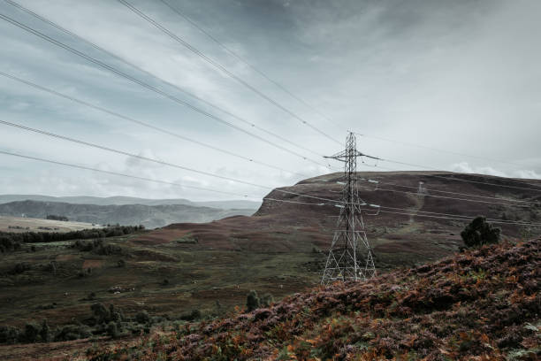 Free Stock Photo of Mountain With Power Lines on Cloudy Day | Download ...