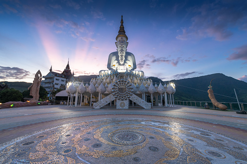 Nature sunset view with Buddha Statue installation at Wat Prathat Phasornkaew Petchabun province  Thailand