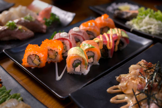 istock Salmon roll , Japanese favorite food sushi maki 1281282811