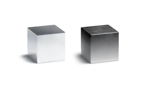 Photo of Blank metallic gloss and matte cube mockup set