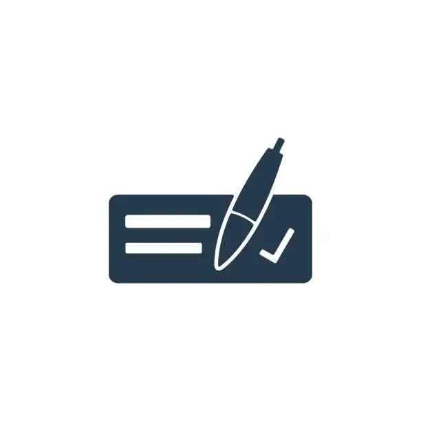 Vector illustration of Writing cheque icon illustration. Money, finance sign.