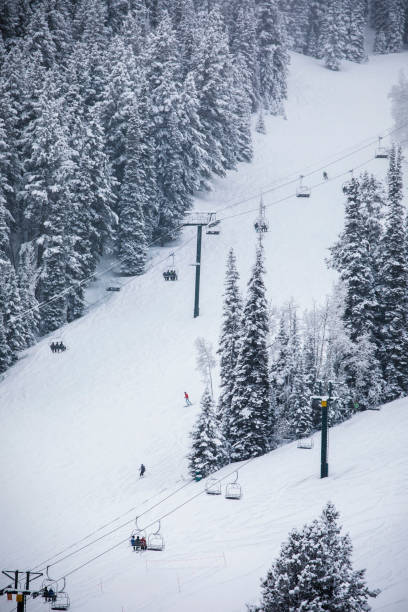 Skiing at Deer Valley, Utah, near Salt Lake City during winter. Skiing at Deer Valley, Utah, near Salt Lake City during winter. in Park City, UT, United States deer valley resort stock pictures, royalty-free photos & images