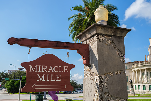 Sign for the popular Miracle Mile in Coral, Gables in Miami.