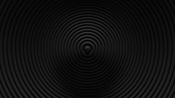 istock Abstract circular blinds oscilation background. Minimal dark clean corporate backdrop. 3D rings wavy surface. Geometric elements displacement. 1281293107