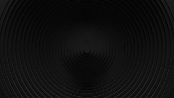 istock Abstract circular blinds oscilation background. Minimal dark clean corporate backdrop. 3D rings wavy surface. Geometric elements displacement. 1281293108