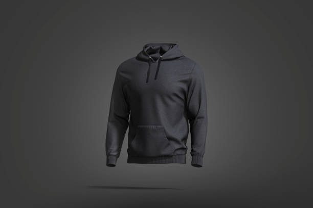 leere schwarze sport hoodie mit kapuze mockup, dunklen hintergrund - trainingsanzug stock-fotos und bilder