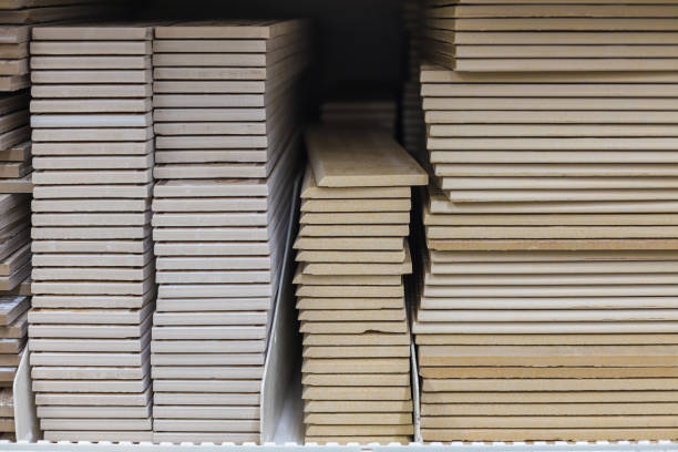istock Stack of ceramic tiles in different sizes for the bathroom floor or wall. 1281296711