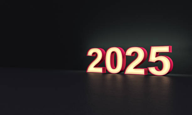 istock 2025 year - numbers - frosted glass - dark background - 3d rendering 1281298632