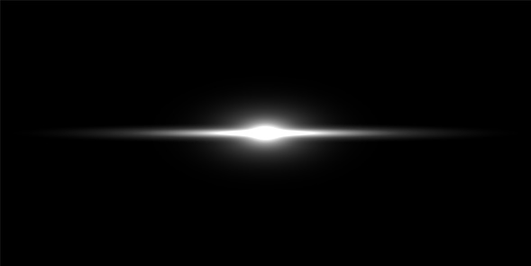 Light beam on black background. Vector flash light.