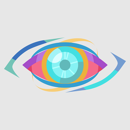 Colorful eye logo with flat design