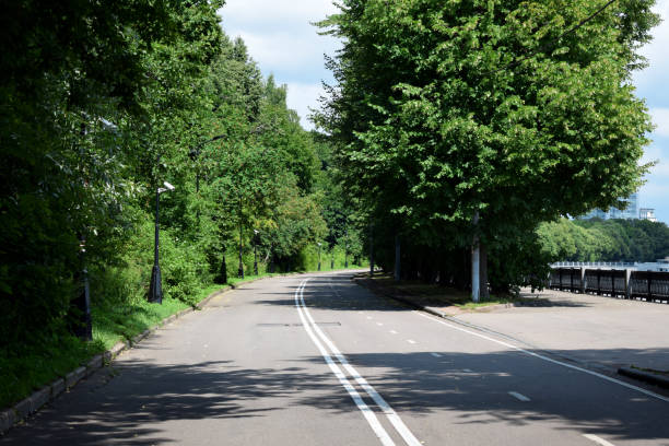 istock Bike asphalt path with marking 1281311180