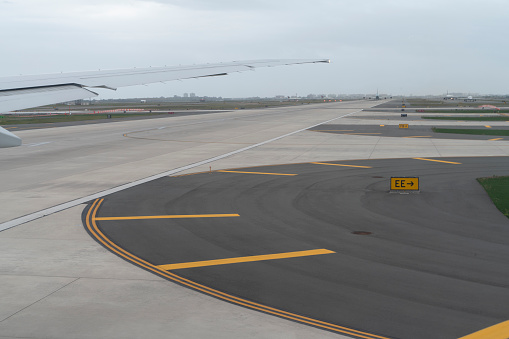 Passenger aircraft on the runway.