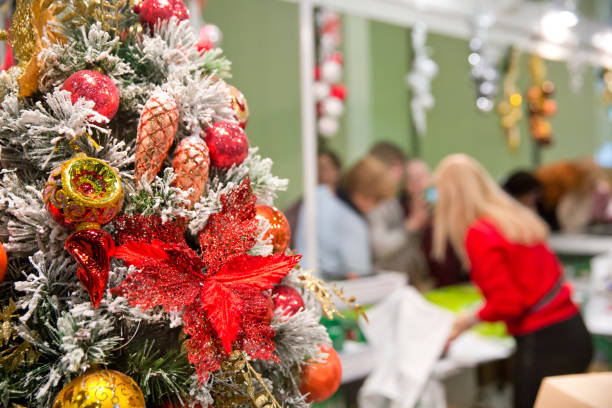 istock Christmas tree with decoration in shopping mall. 1281312442