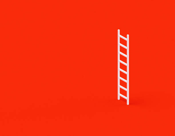 istock White ladder on red background minimalist concept 1281315713