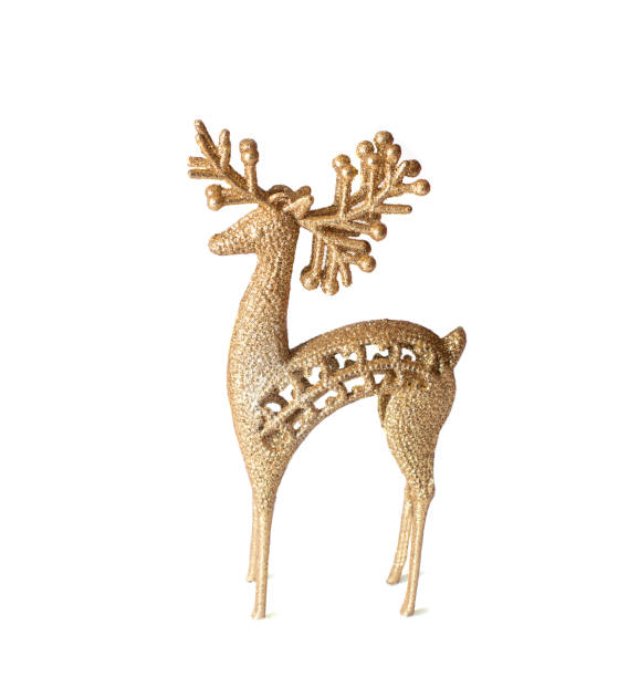 istock golden reindeer isolated on white 1281317785