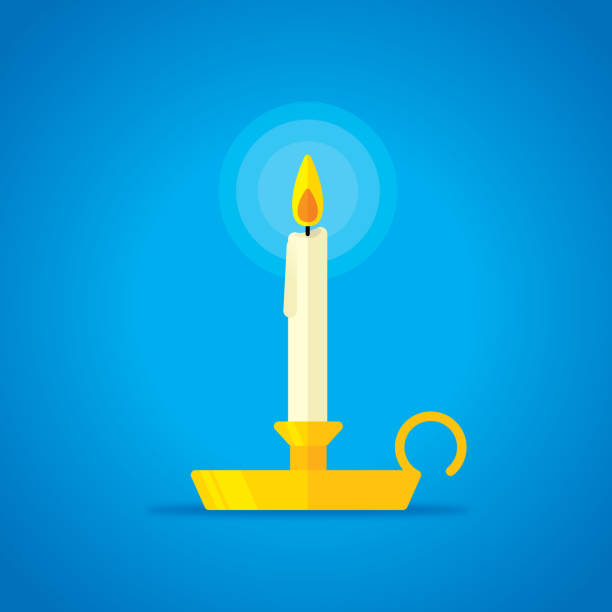świecznik ikona flat - candle heat gold burning stock illustrations