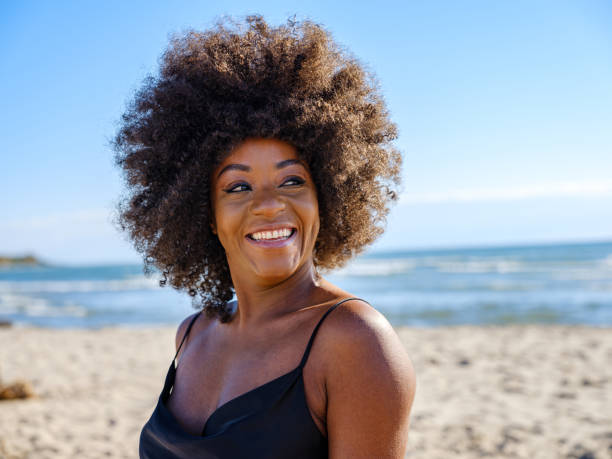 istock African woman on a sandy beach 1281321622