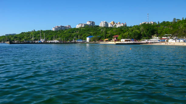 view from the sea to the beach Langeron, Odessa, Ukraine