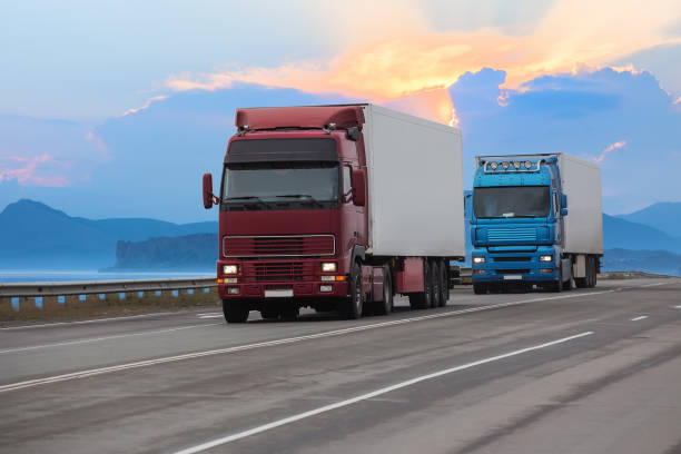 istock Trucks goes on the highway 1281323481