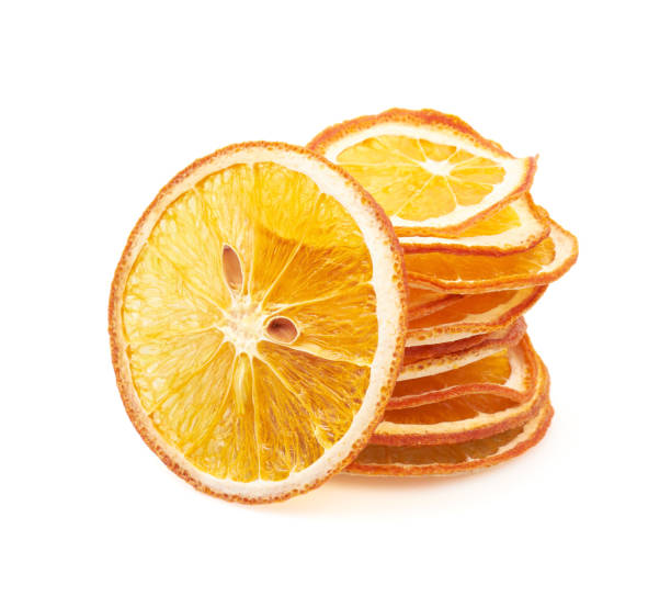istock Dried Orange slices, on white background 1281324443