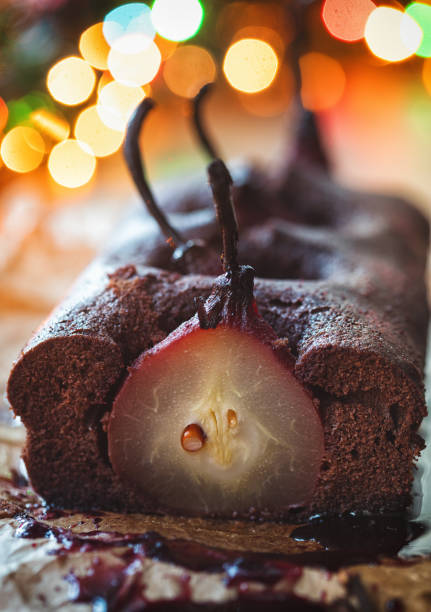 istock Pear chocolate cake with mulled wine glaze 1281325018