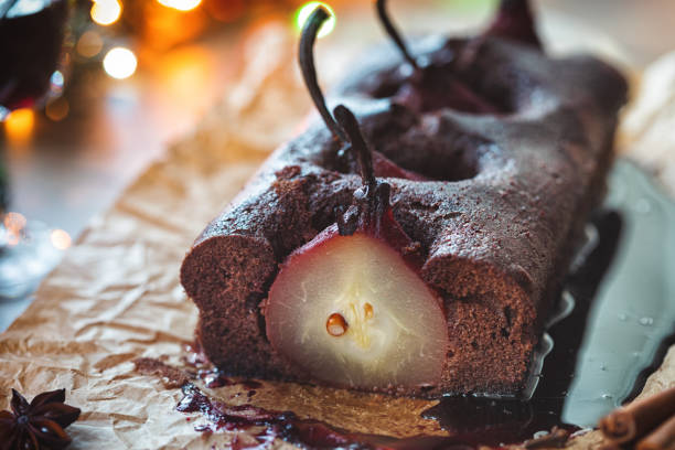 istock Pear chocolate cake with mulled wine glaze 1281325052