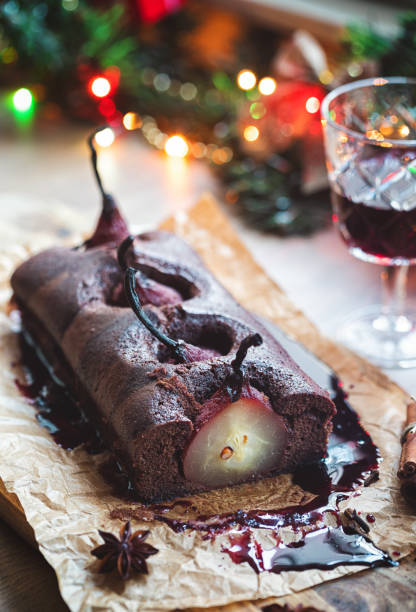 istock Pear chocolate cake with mulled wine glaze 1281325093