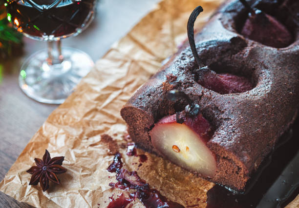 istock Pear chocolate cake with mulled wine glaze 1281325103