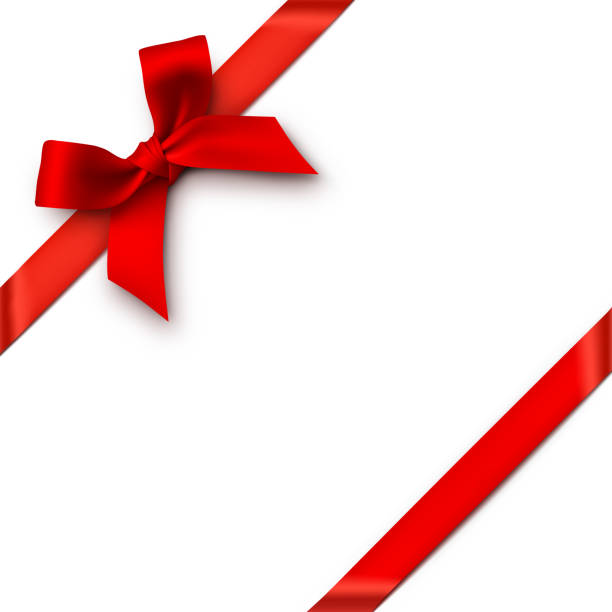 rote geschenkschleife mit bändern - ribbon red bow christmas stock-grafiken, -clipart, -cartoons und -symbole